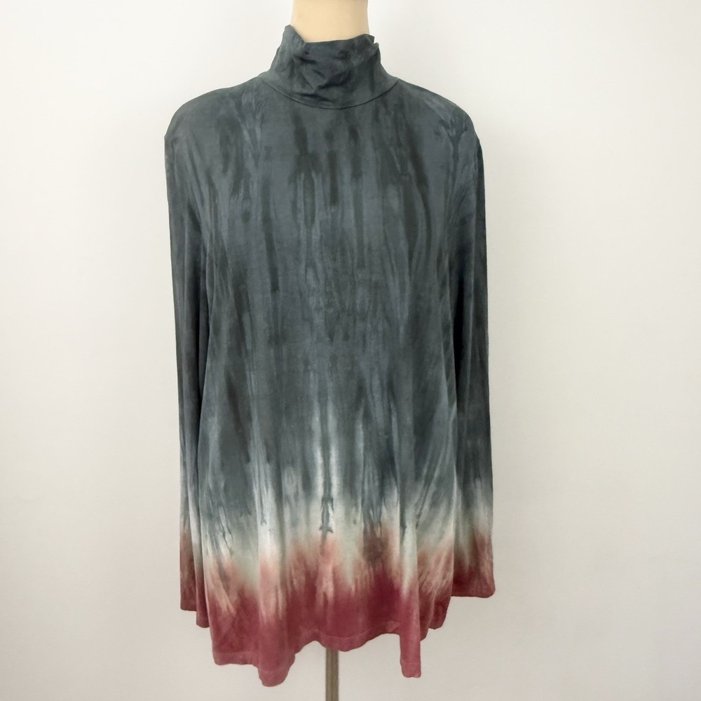 ART OF CLOTH Tie Dye Knit TUNIC TOP 2X Boho Hippie Festival Artsy Indie Long SL